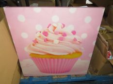 Pink Cupcake Canvas - May Contain Slight Marks, No Packaging.