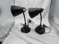 2x Adjustable Flexible Black Desk Lamps - No Packaging.