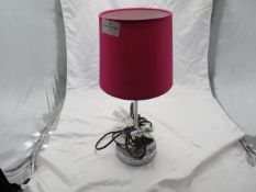 Bedside Lamp - Pink Shade Stainless Lamp Body - No Packaging.
