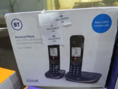 set of 2x BT Advanced phone with call blocker, unchecked and boxed