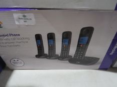 set of 4x BT Advanced phones with call blocker, unchecked and boxed