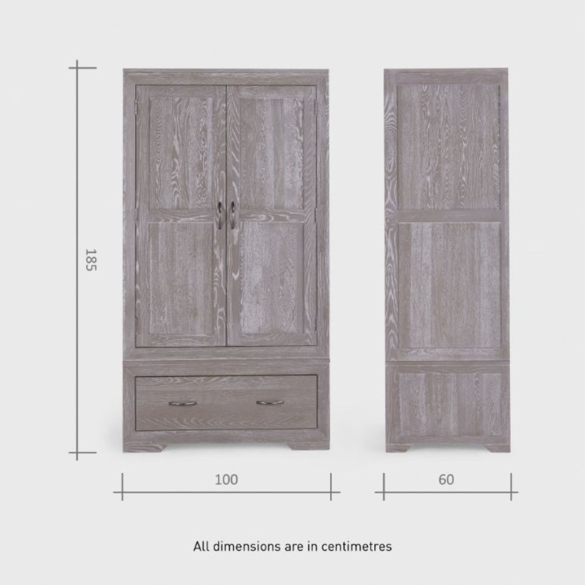 Oak Furnitureland Willow Light Grey Double Wardrobe Solid Oak RRP ?799.99 Oak Furnitureland Willow - Image 7 of 7