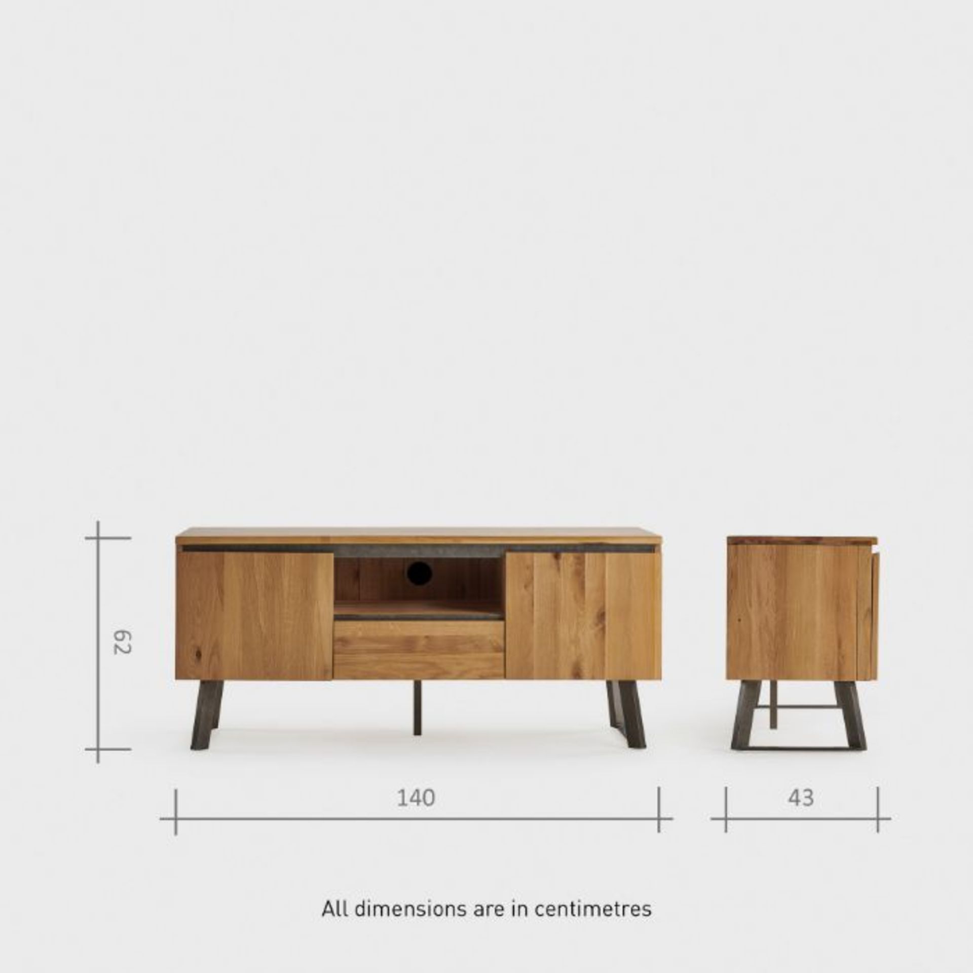 Oak Furnitureland Boston Natural Solid Oak And Metal Large Tv Unit RRP ?449.99 Our smooth fronted - Image 8 of 8