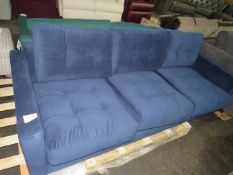 Berlin Three Seater Sofa in Petrol Blue Easy Velvet RRP ¶œ1599