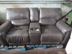 Costco leather 2 seater electric reclining cinema sofa with USB ports, a 3 pin plug socket ad cup