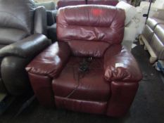 Oak Furnitureland Devon Burgundy Leather Electric Recliner Armchair RRP “?979.99 SKU OAK-APM-