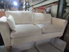 Oak Furnitureland Jensen Beige 3 Seater Sofa with Coral Accent Cushions RRP œ899.99 SKU OAK-APM-
