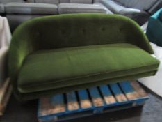 Swoon Edition Curved Button Back Sofa in Fern Green Easy Velvet RRP ¶œ599