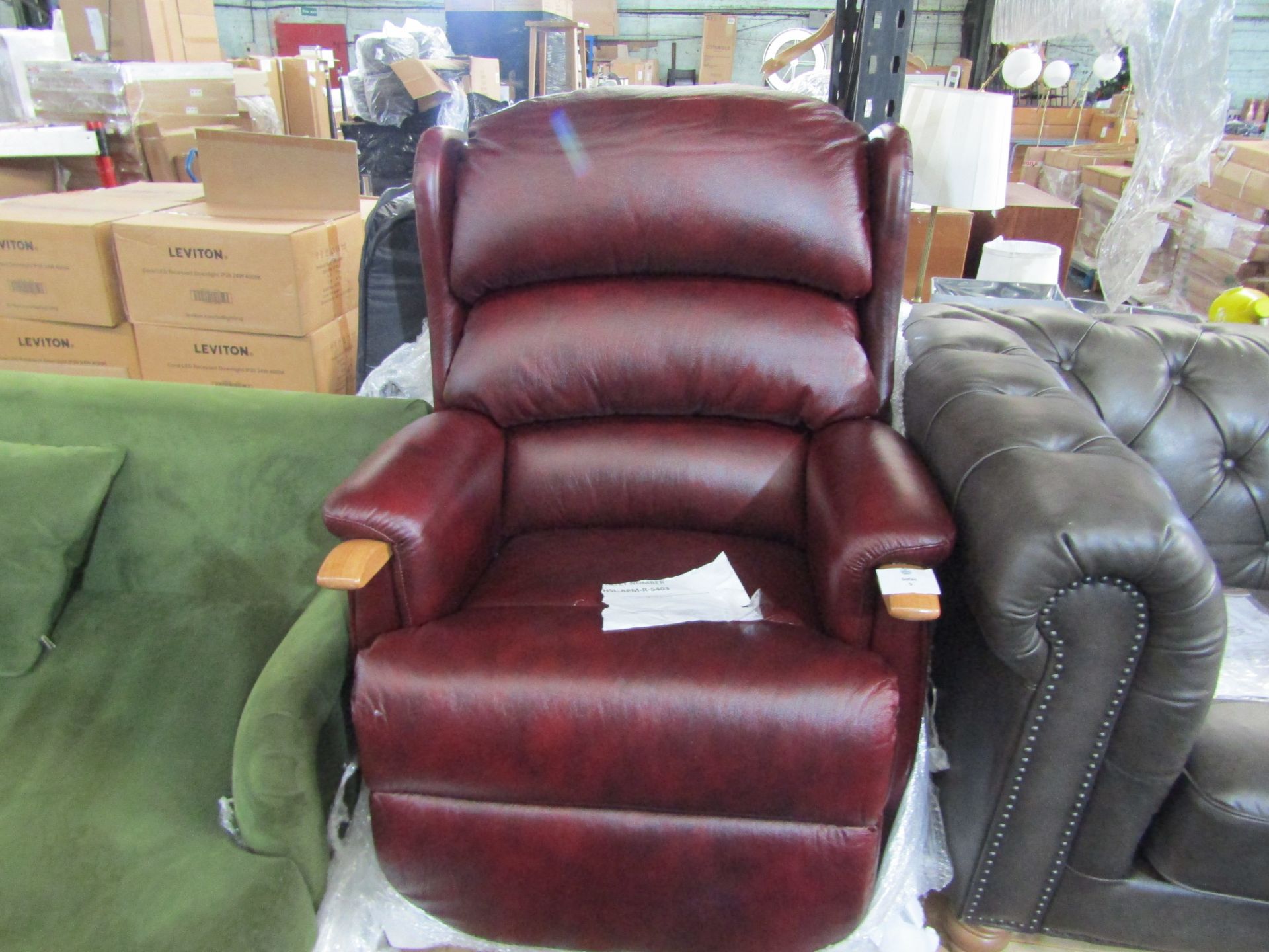 HSL Aysgarth Nevada Red Leather & Oak Armchair - RRP 2060 SKU HSL-APM-FT010297696222LEA4-BC91 PID H