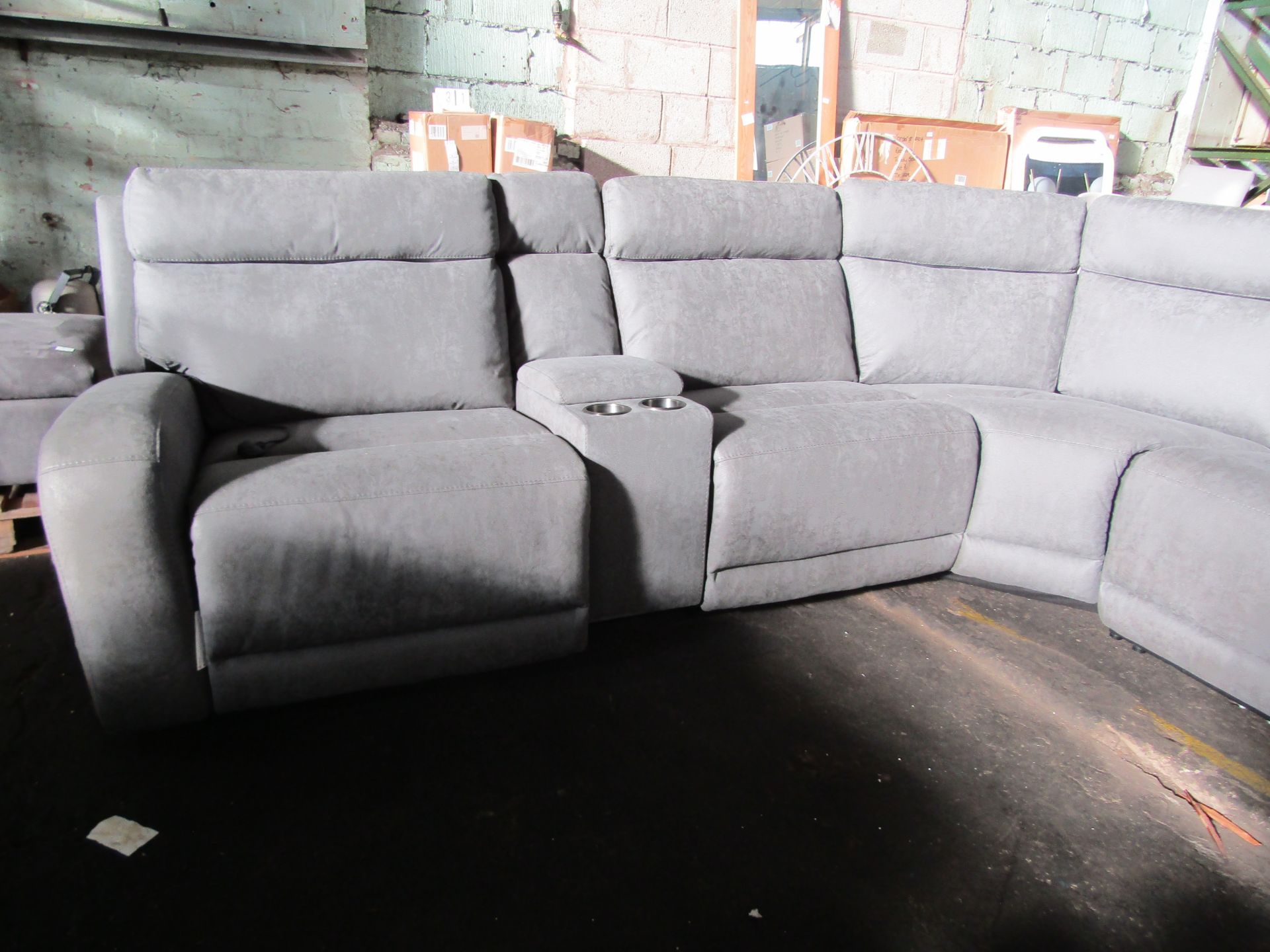 Gilman Creek Paisley Fabric Reclining Sectional Sofa with Power Headrests - Item Untested, Good - Image 2 of 3