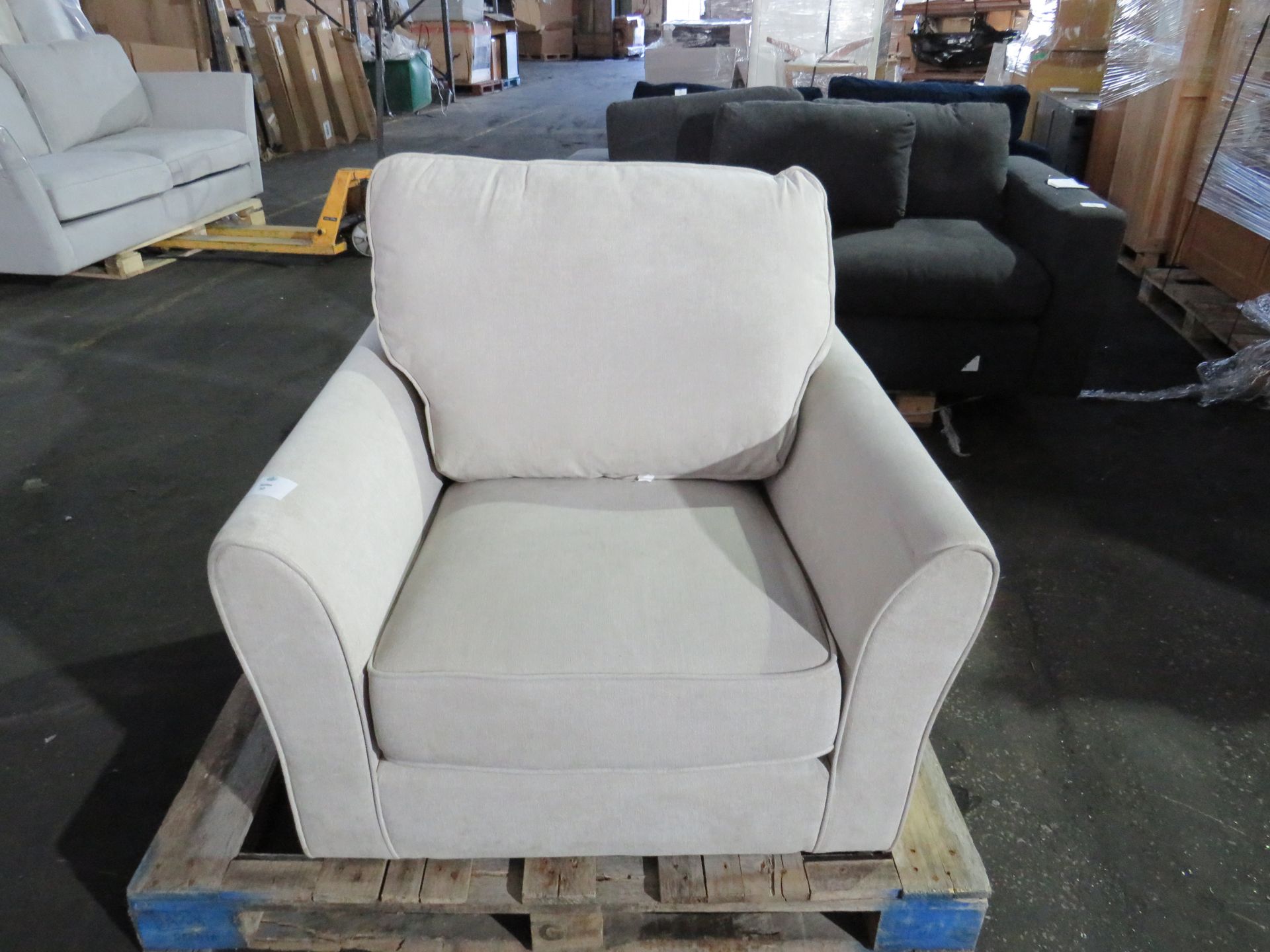 Oak Furnitureland Jasmine Armchair in Campo Fabric - Silver with Khalifa Steel Scatters RRP “?599.99