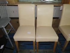 Cotswold Company Pair of Straight Back Leather Dining Chairs in Cream RRP Â£100.00 SKU COT-APM-808.