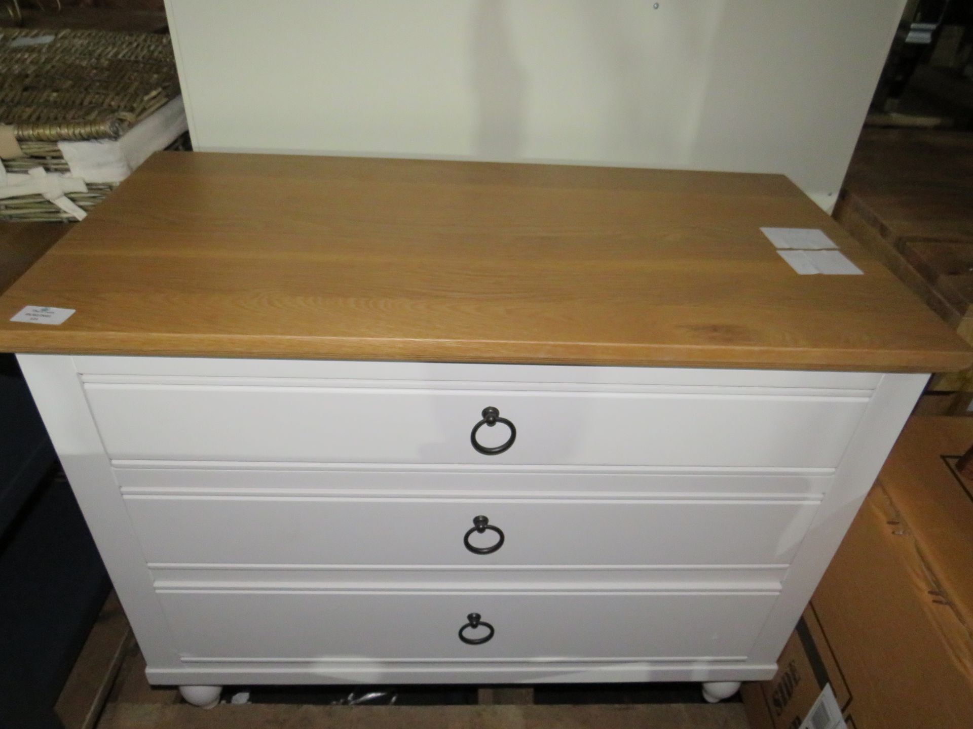 Cotswold Company Elkstone Painted Parchment Large 3 Drawer Bedside RRP Â£255.00 SKU COT-APM-1058.013