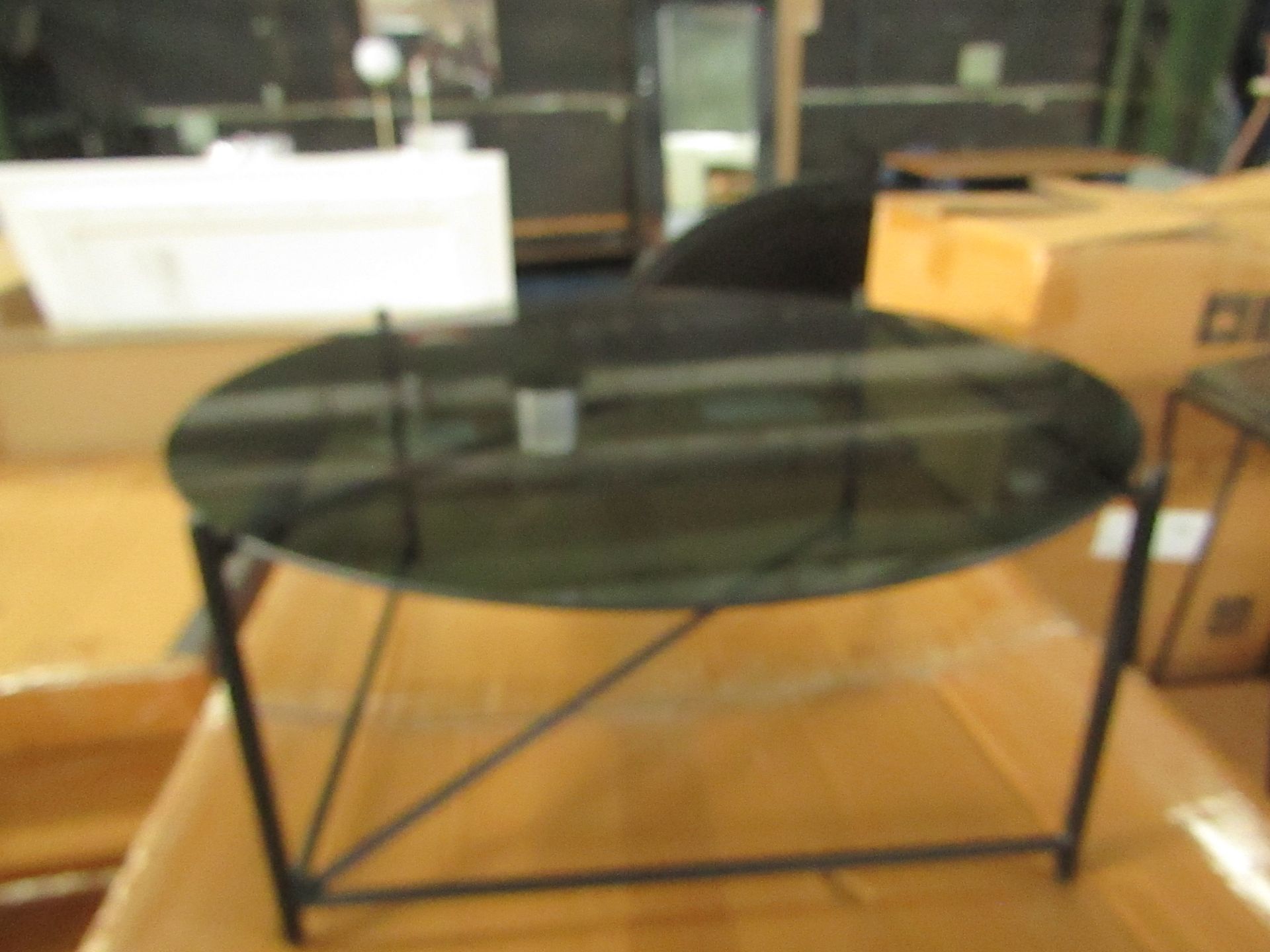 Swoon Linnun Coffee Table Black Steel & Smoked Glass RRP ¶œ329.00 SKU SWO-GW-linnuncoffsgl-A+ PID SW