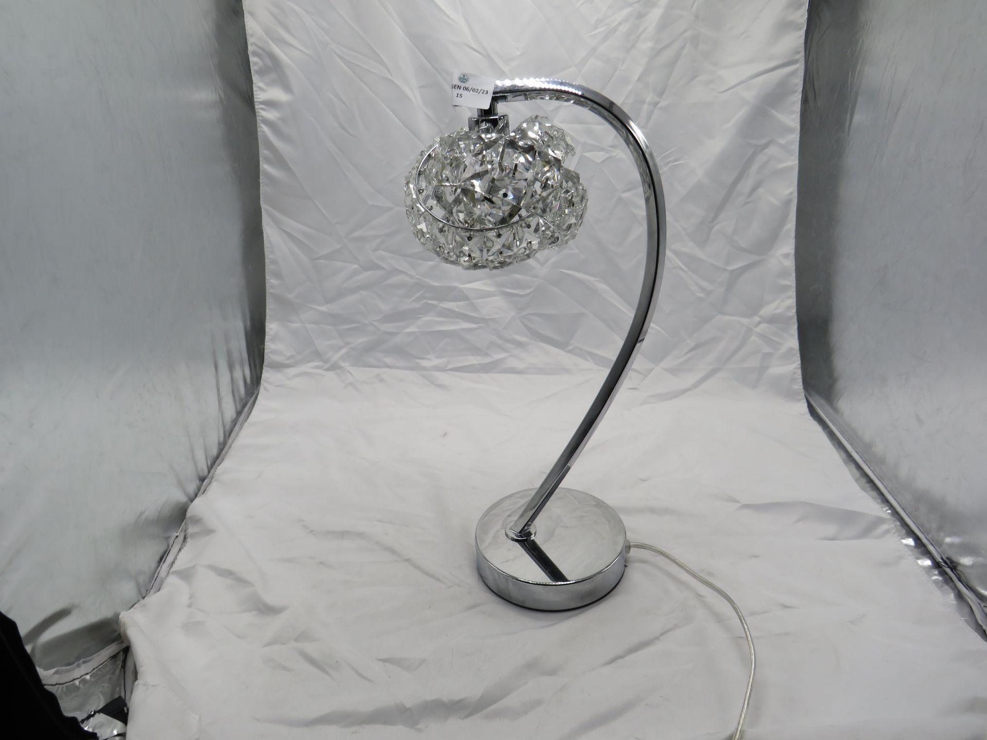 Chrome Swanneck Crystal Table Lamp - No Packaging.