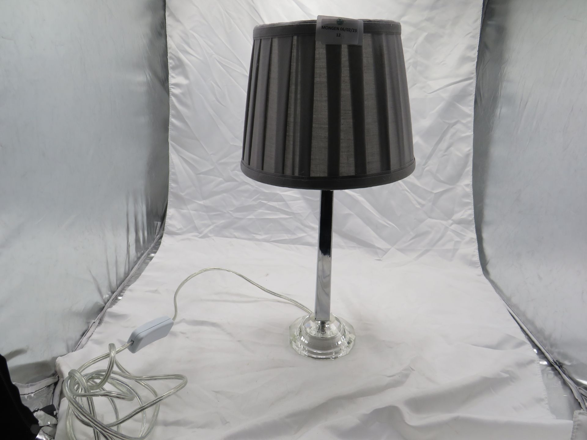 Crystal Style Table Lamp With Grey Shade - No Packaging.