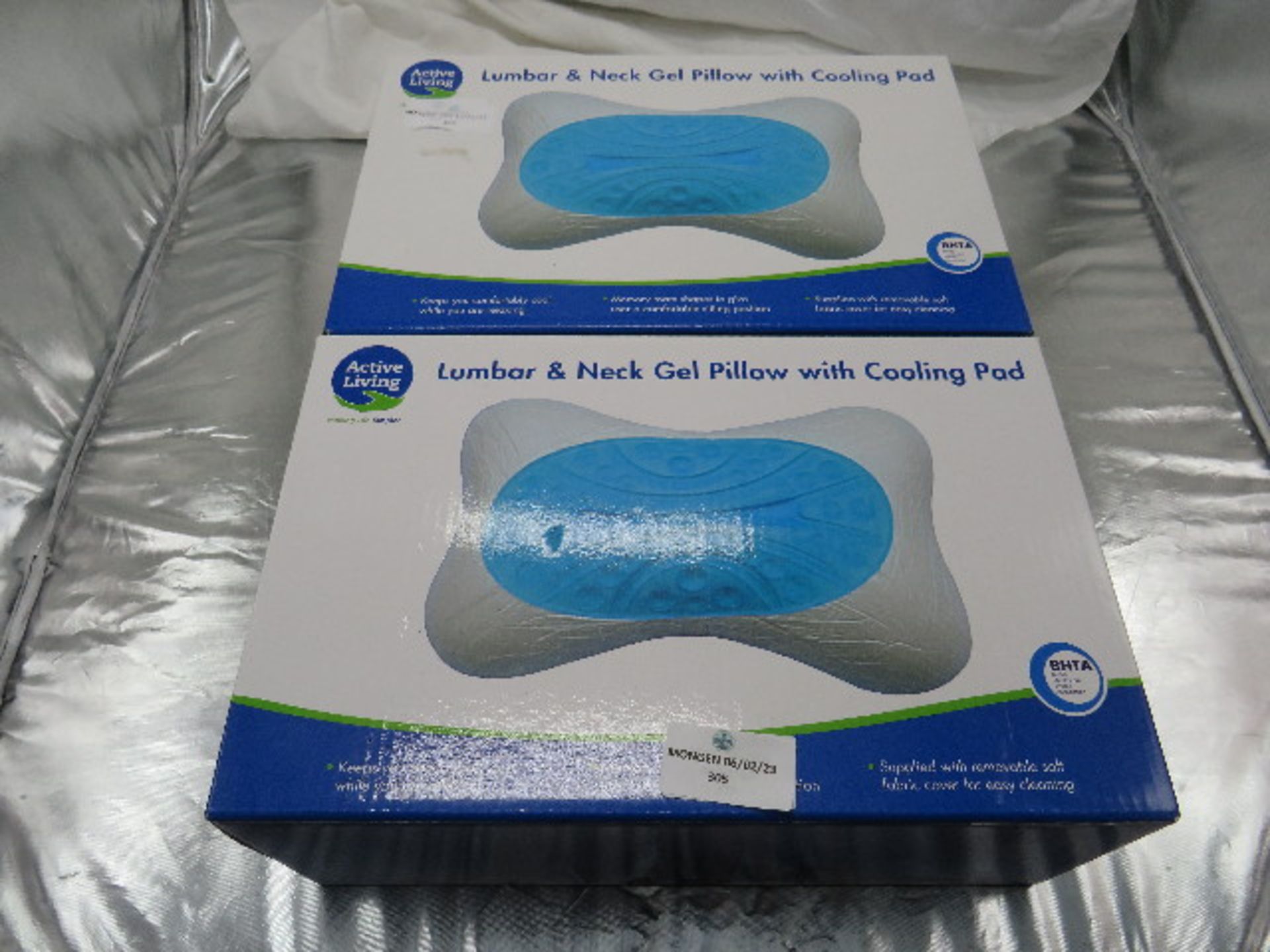 2x Activeliving - Lumbar & Neck Gel Pillow With Cooling Pad - Unused & Boxed.