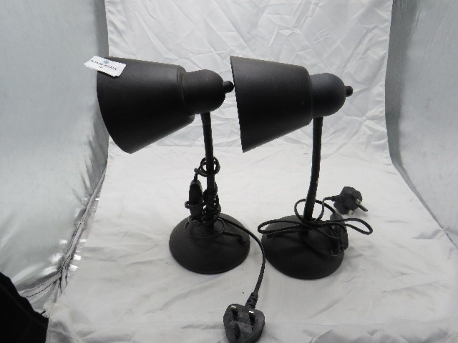 2x Adjustable Flexible Black Desk Lamps - No Packaging.