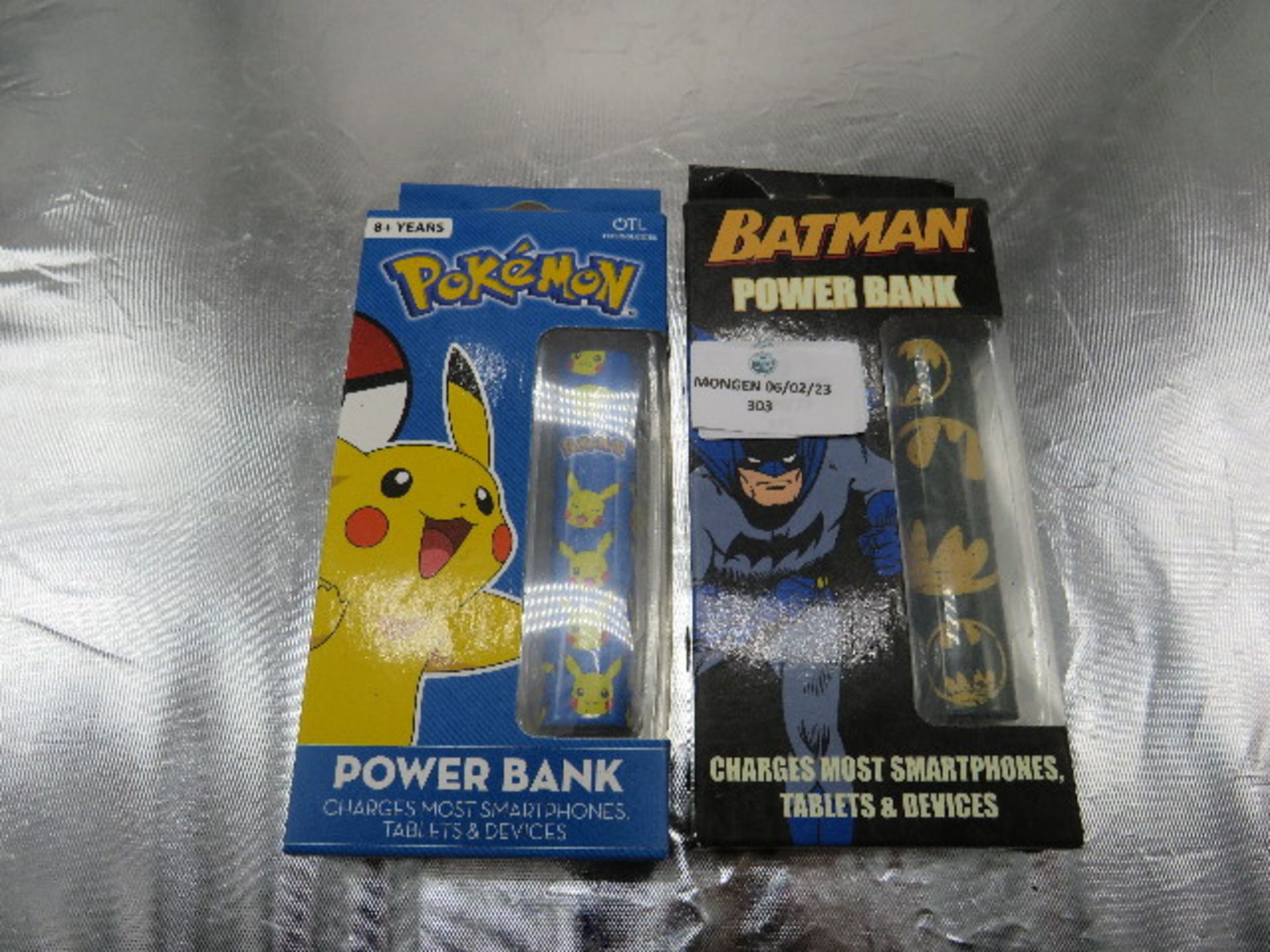 1x Batman - Powerbank - Unused & Boxed. 1x Pokemon - Power Bank - Unused & Boxed.