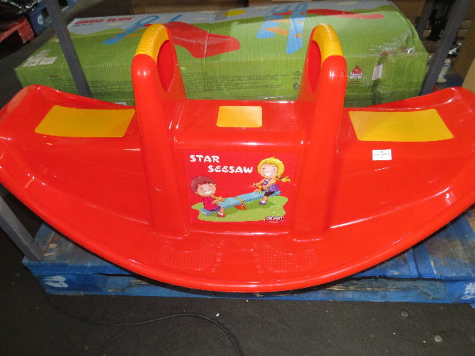 Pilsan - Plastic Red Seesaw - Slight Crack On Handle, No Packaging.