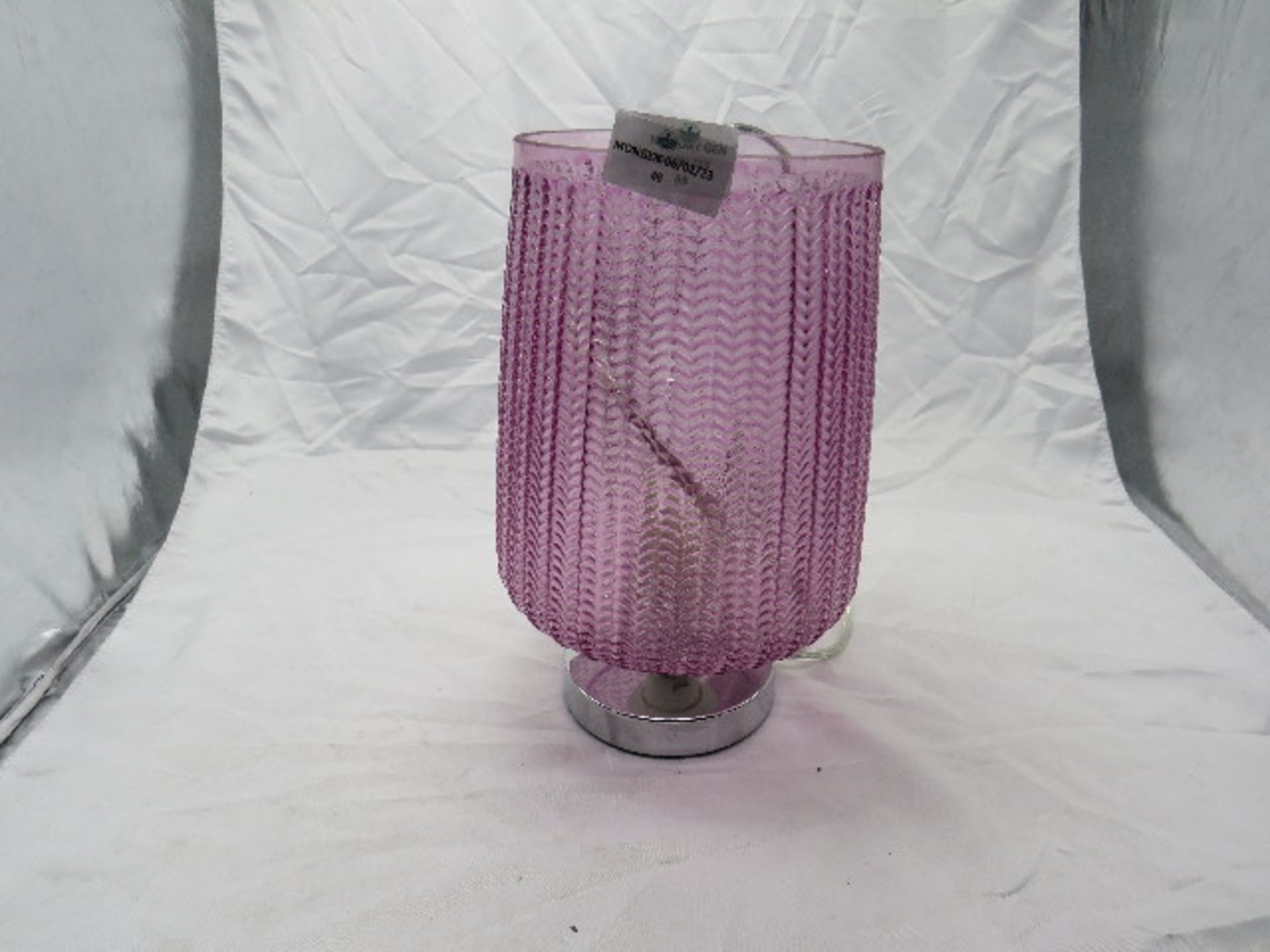 Table Lamp - Purple Glass Shade - No Packaging, May Contain Marks Or Unseen Damages.