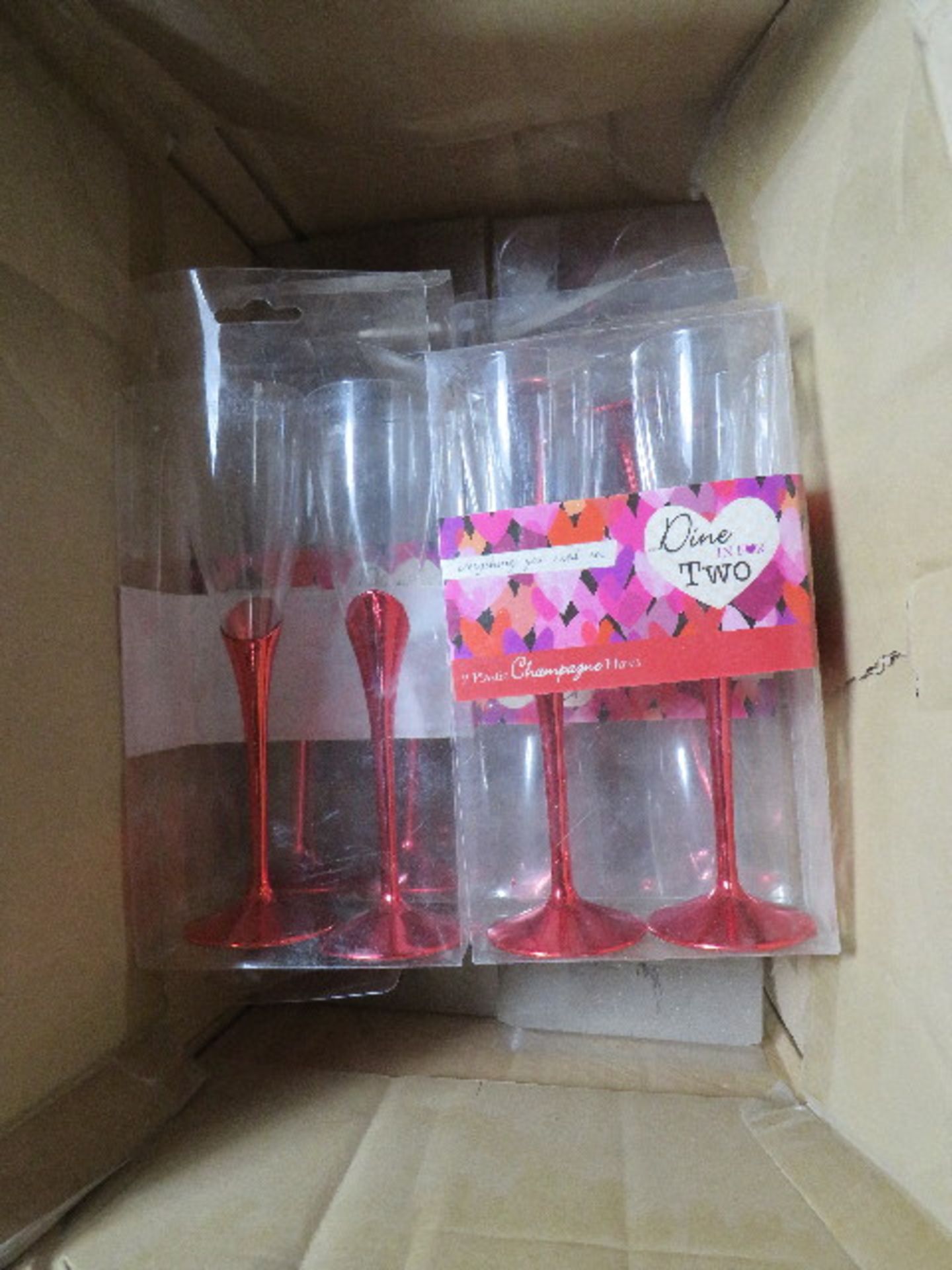 10x Dine In For Two - Set of 2 Plastic Valentines Champagne Flutes - Unused & Packaged.