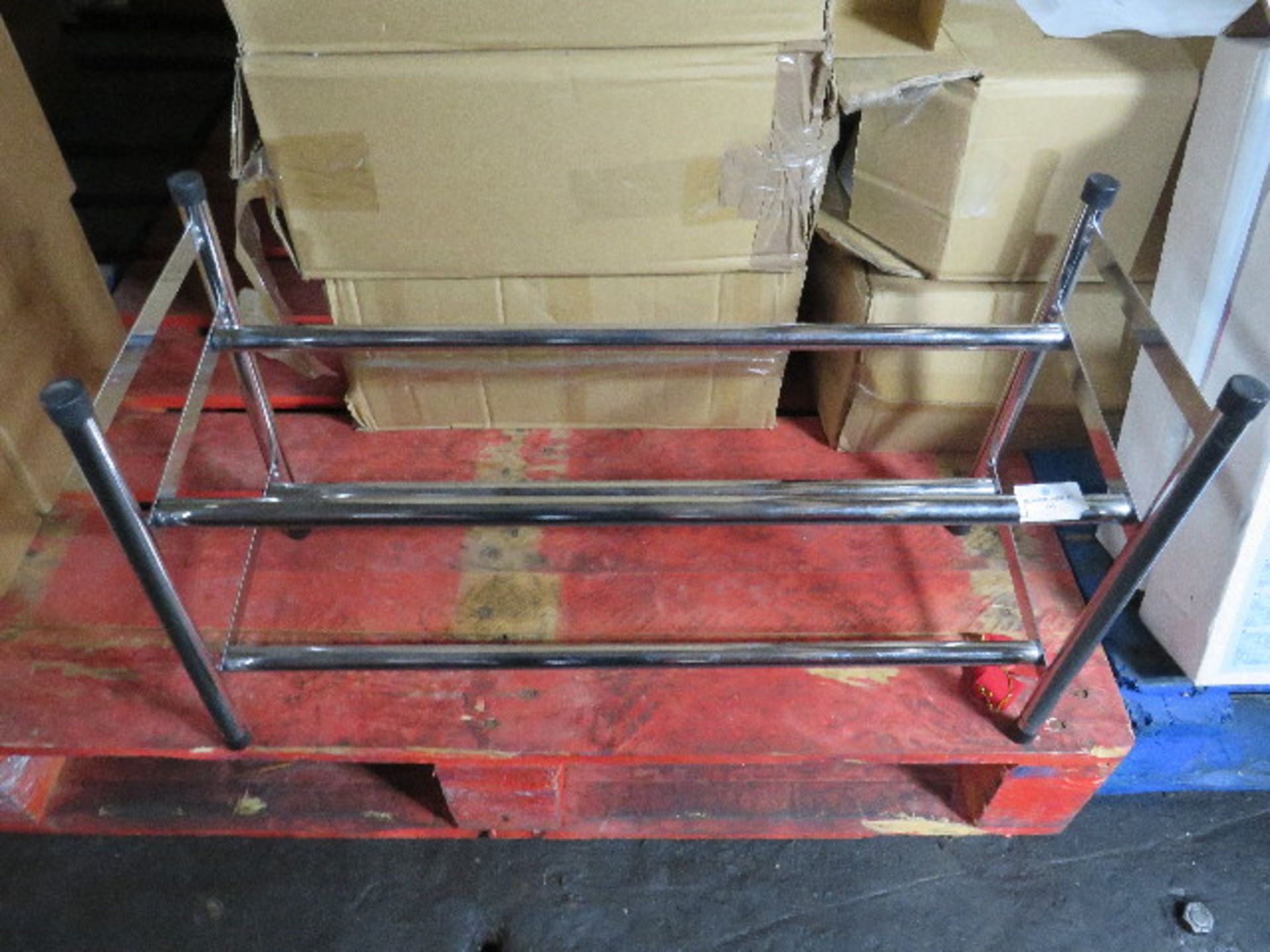 Stainless Steel Adjustable Double Shoe Rack - No Packaging, Good Condition.