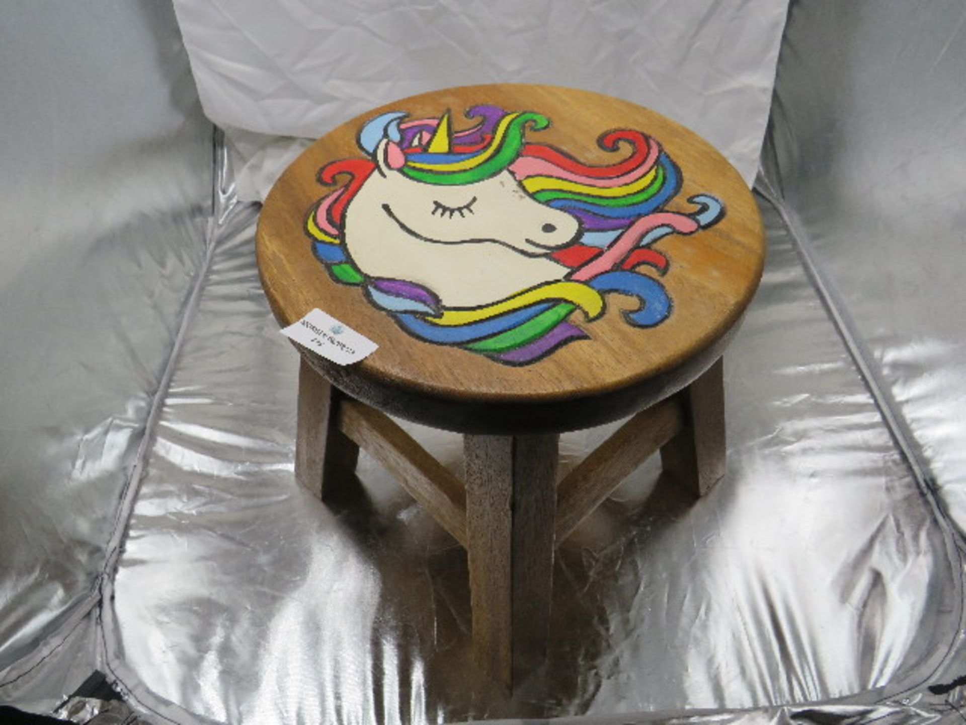 10" Brown Hand Painted Unicorn Stool - Good Condition, No Box.