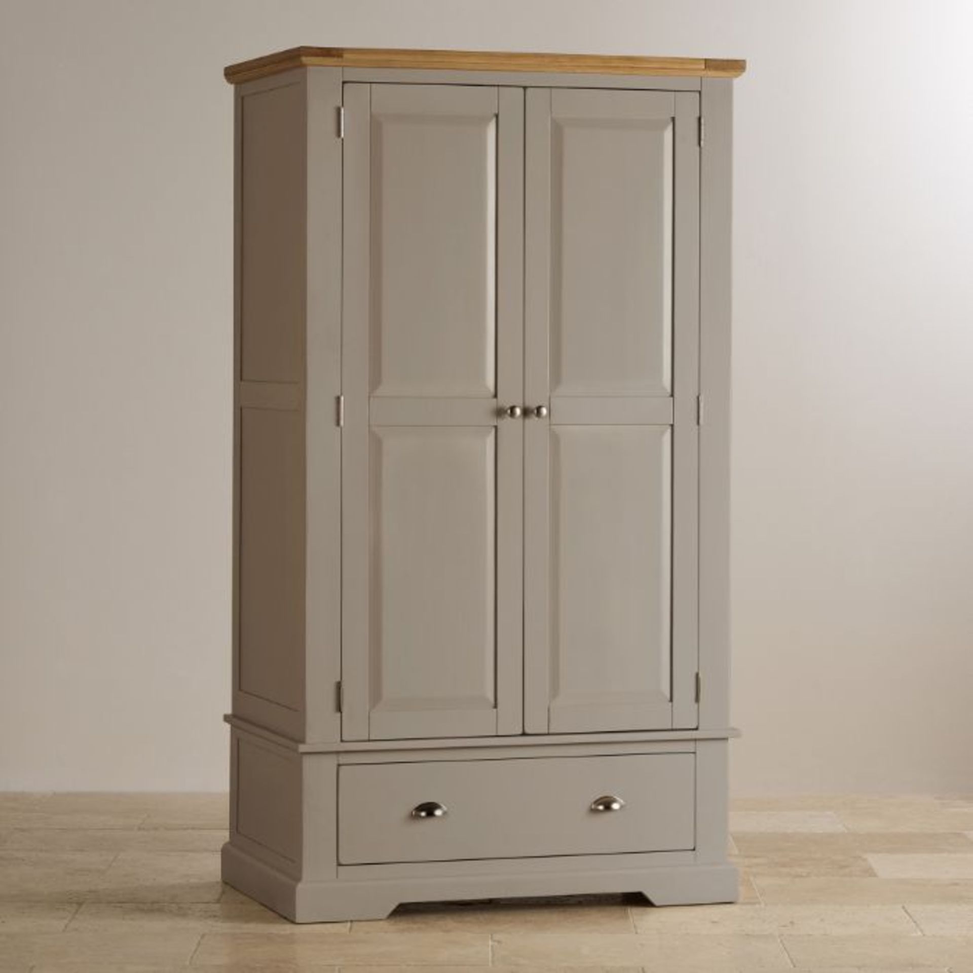 Oak Furnitureland St Ives Natural Oak And Light Grey Painted Double Wardrobe RRP ?694.99 The St Ives - Image 5 of 7