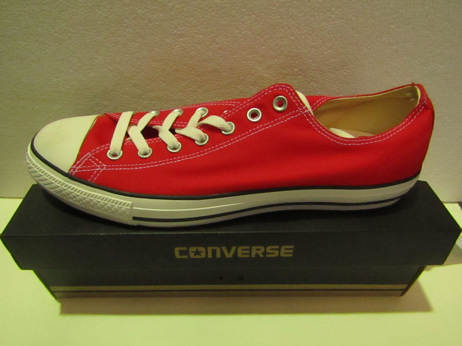 Converse All Star Red Canvas Trainer size UK 12 new & boxed see image for design