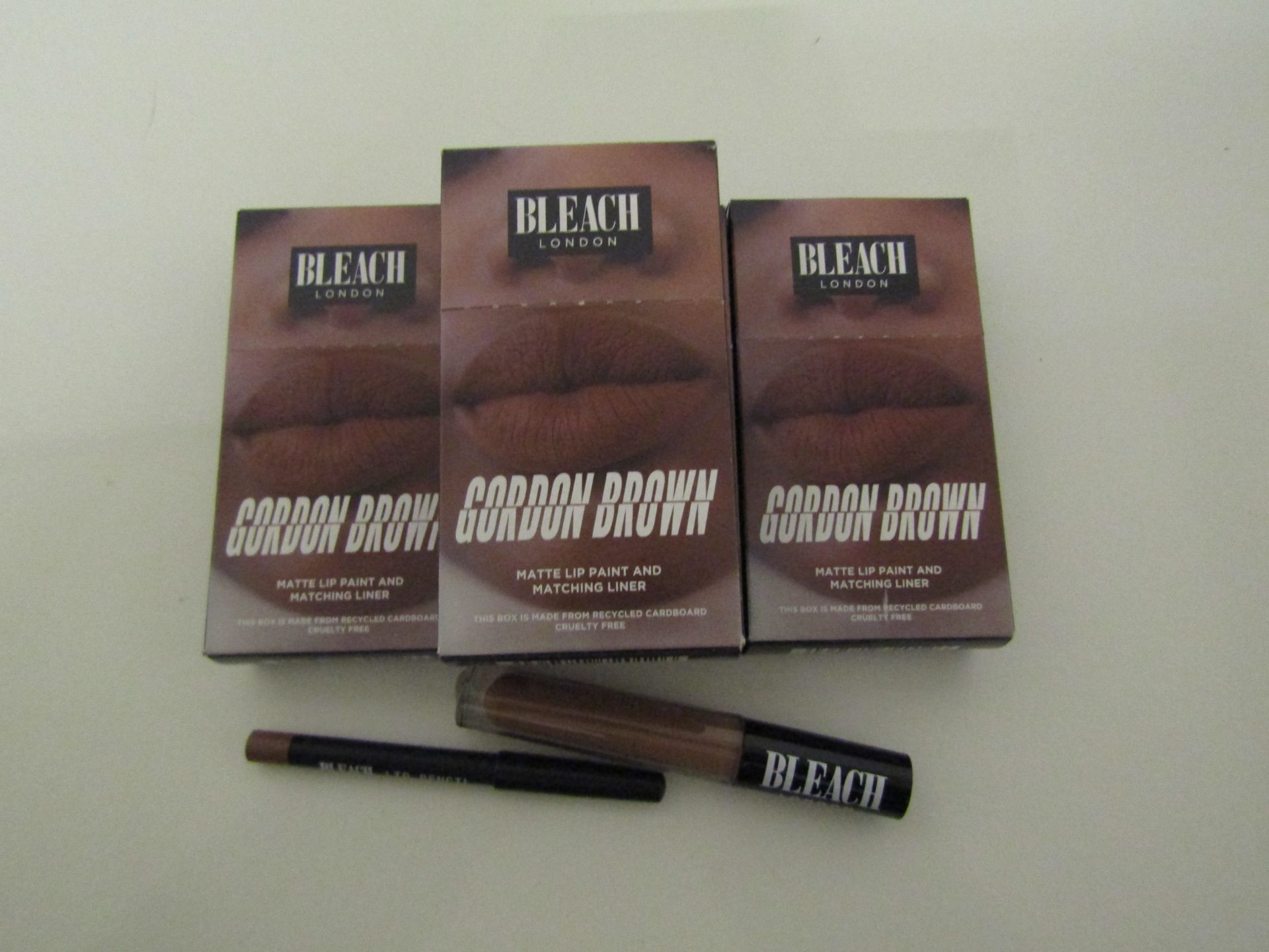 4 x Bleach London - Gordon Brown Matte Lip Paint & Matching Liner - New & Boxed.