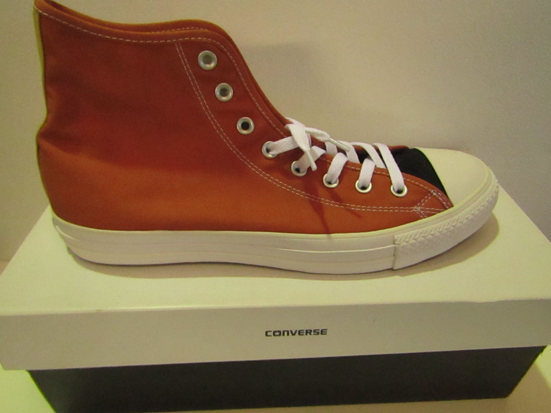Converse High Top Tan/Yellow/Black Canvas Trainer size UK12 new & boxed see image for design
