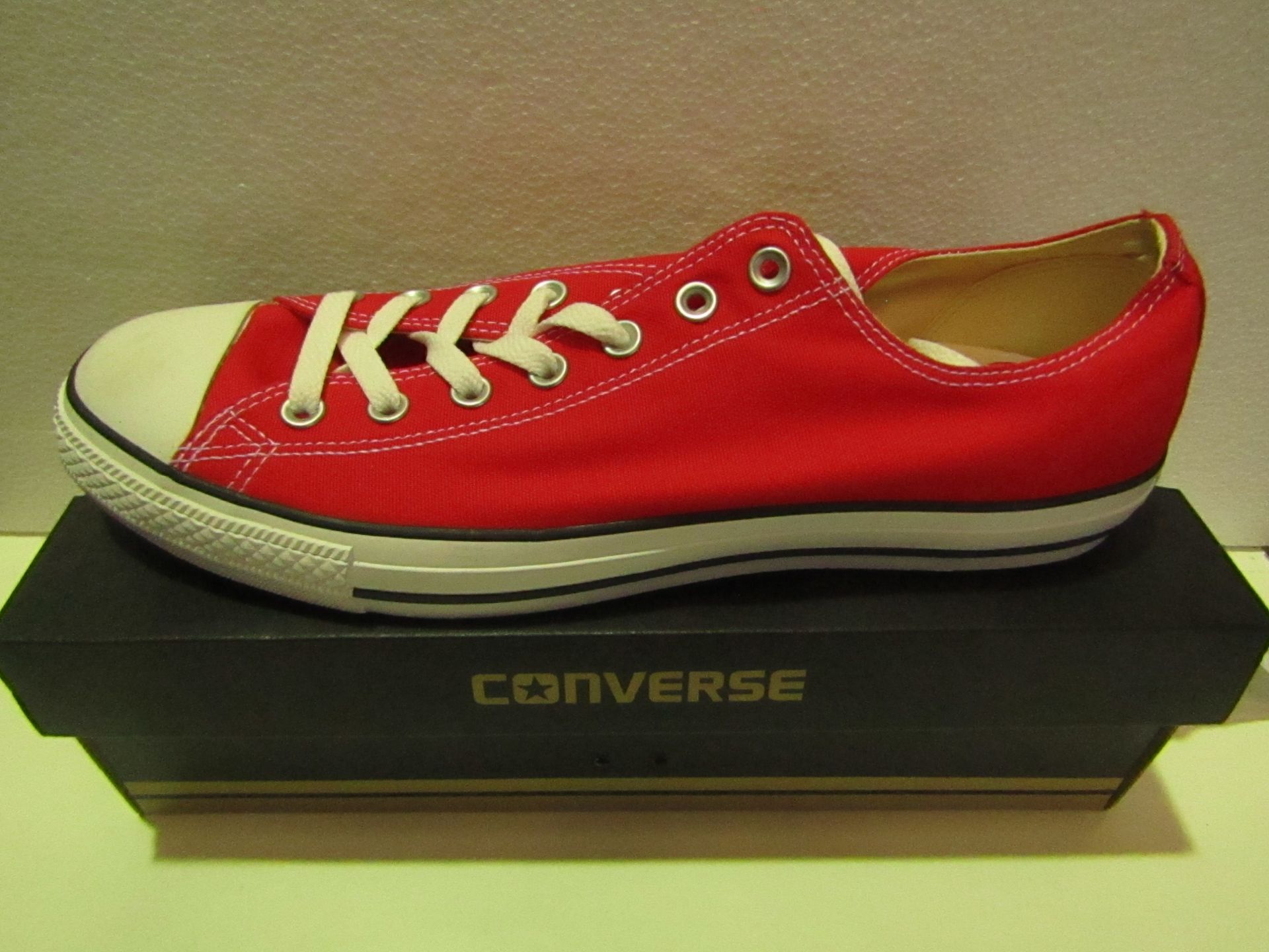 Converse All Star Red Canvas Trainer size UK 12 new & boxed see image for design