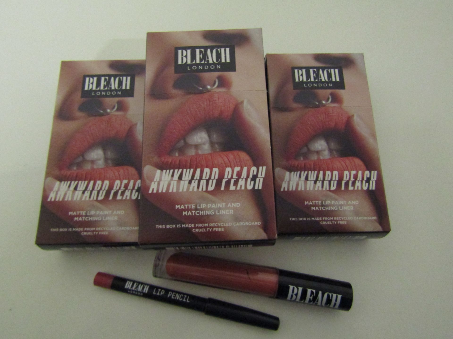 4 X Bleach London Awkward Peach Lip & Matching Liner new & Boxed
