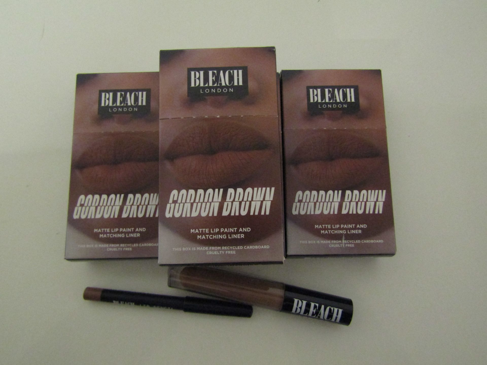 4 x Bleach London - Gordon Brown Matte Lip Paint & Matching Liner - New & Boxed.