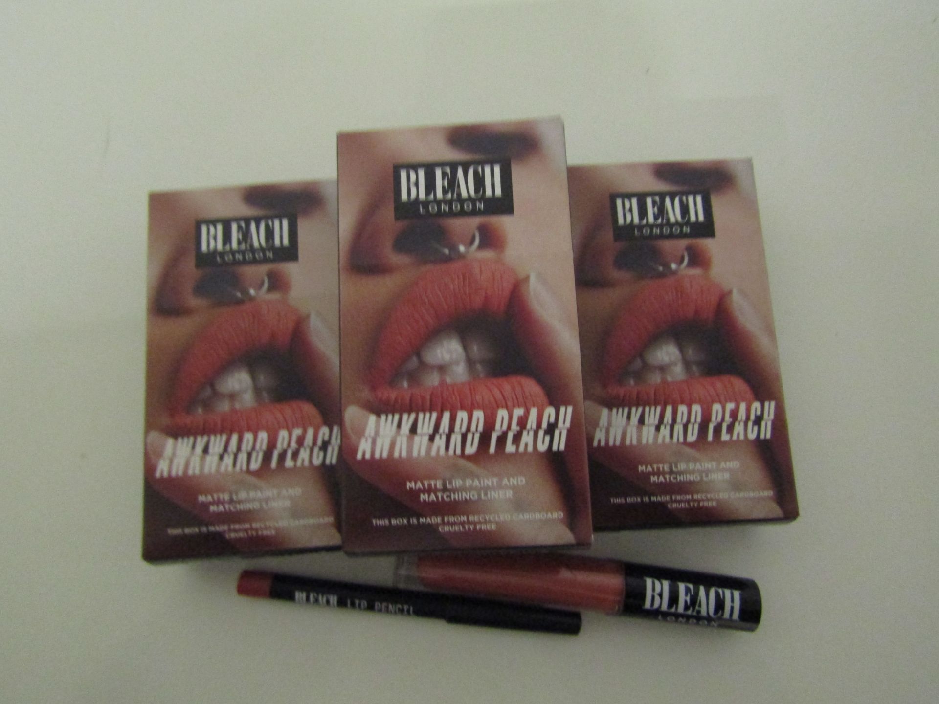 4 X Bleach London Awkward Peach Lip & Matching Liner new & Boxed
