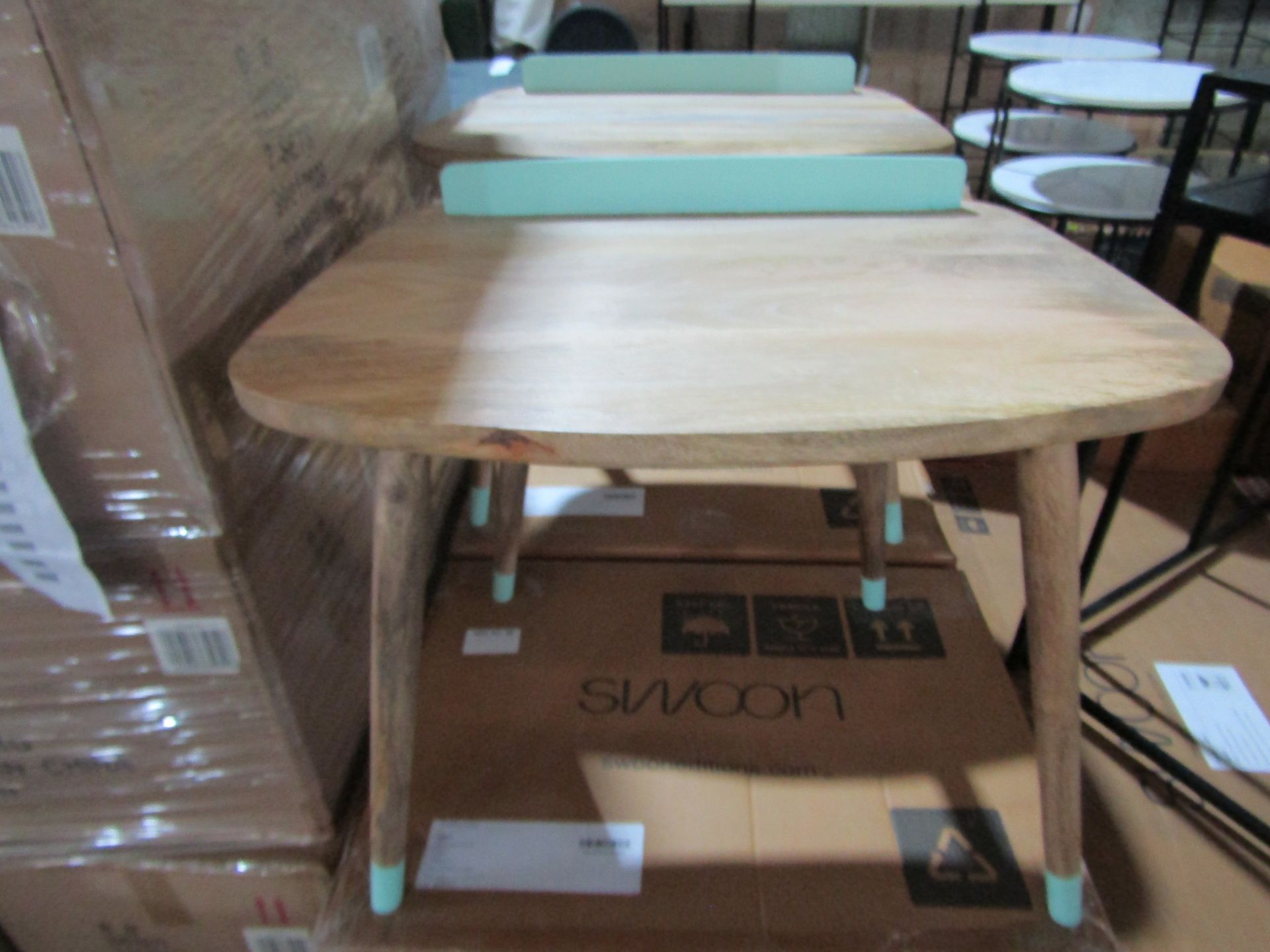 Swoon Elk Childrens Desk Mango Wood & Duck Egg Blue RRP Â£109.00 This item looks to be in good