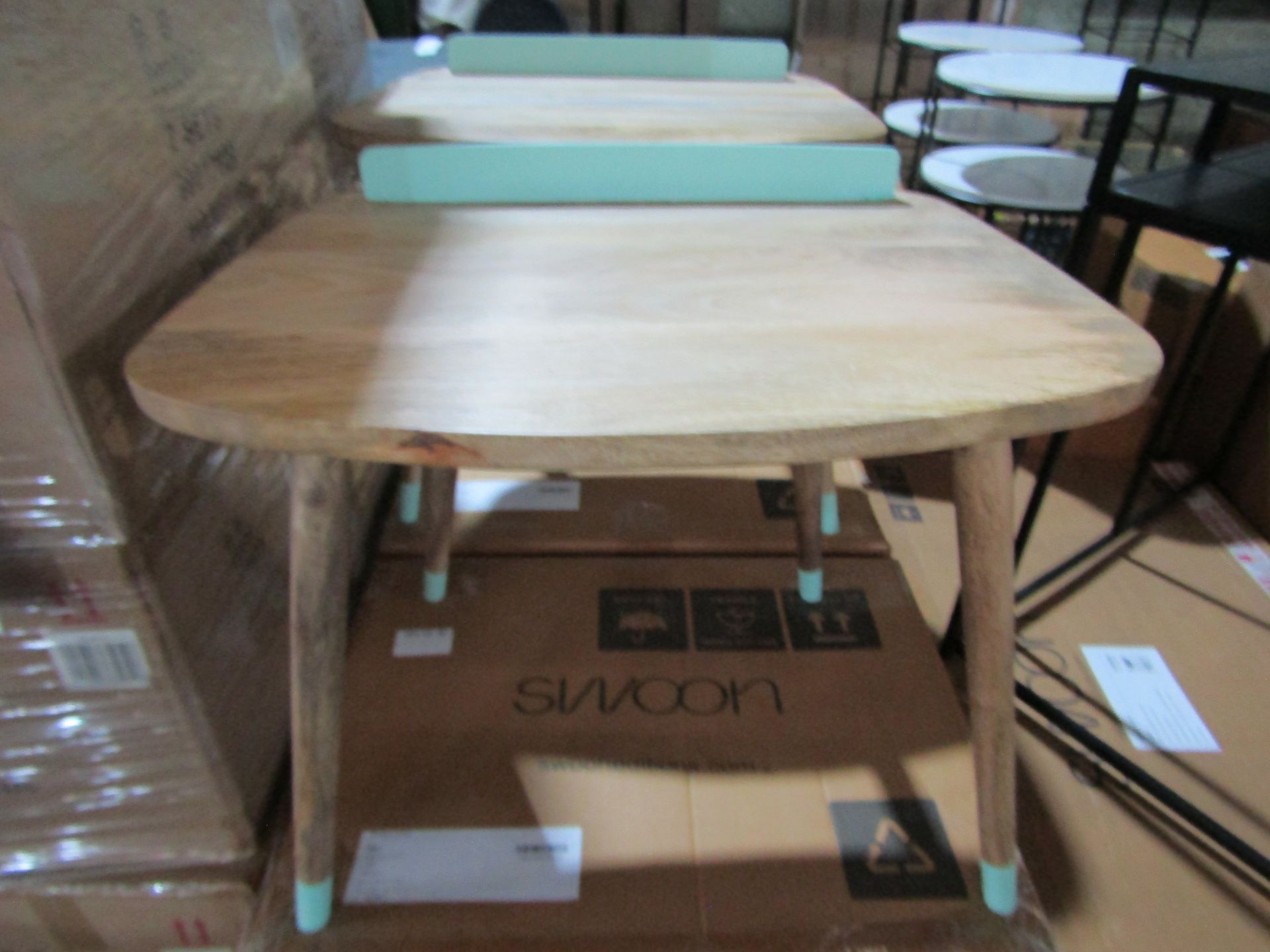 Swoon Elk Childrens Desk Mango Wood & Duck Egg Blue RRP Â£109.00 This item looks to be in good