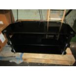 3-Tier Tempered Glass Tv Media Unit, Black & Chrome - Very Good Condition & Ready For A New Home,