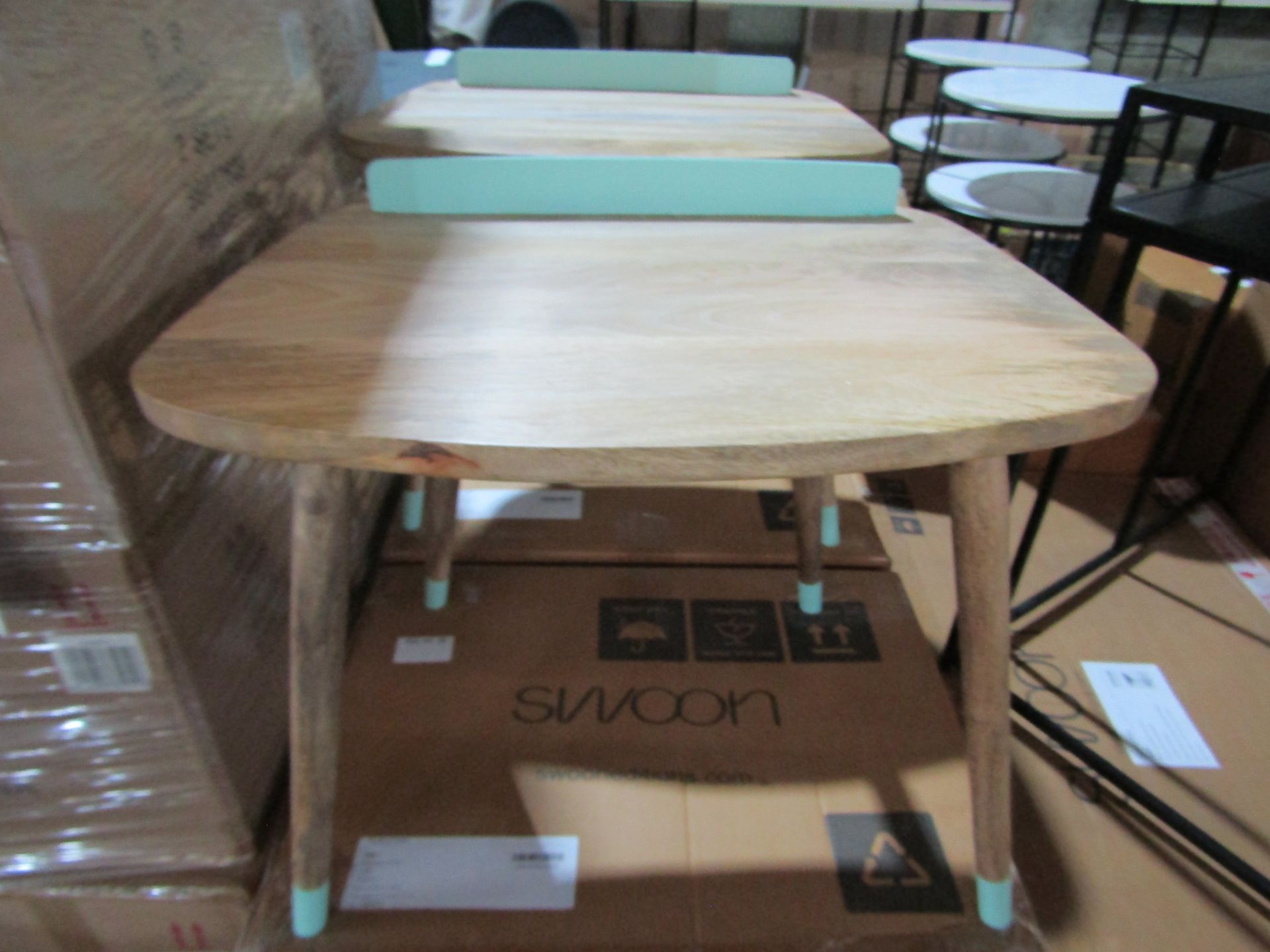 Swoon Elk Childrens Desk Mango Wood & Duck Egg Blue RRP Â£109.00 This item looks to be in good