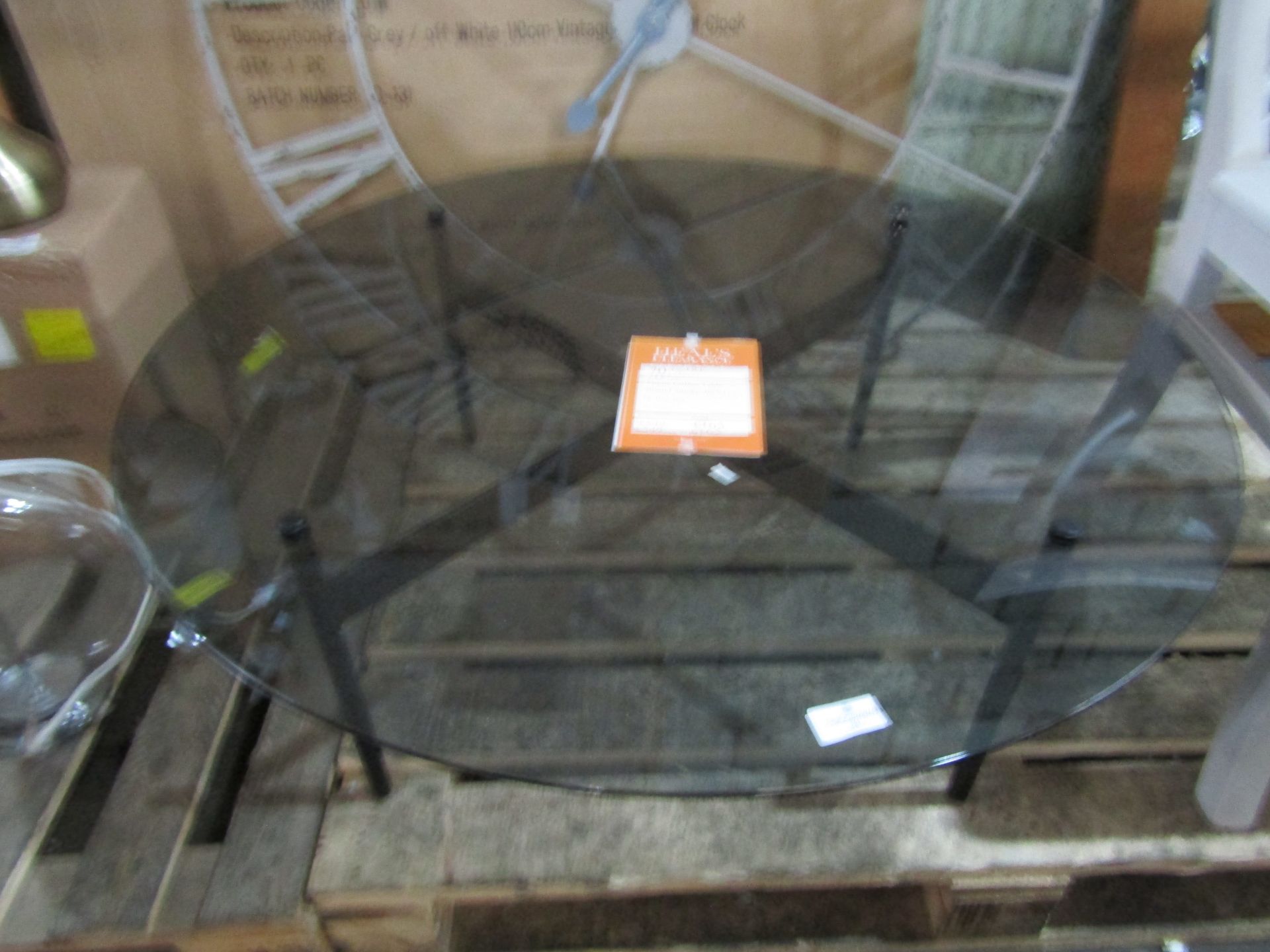 Heals Flume Round Coffee Table Smoke RRP Â£549.00A contemporary table featuring smoked glass and