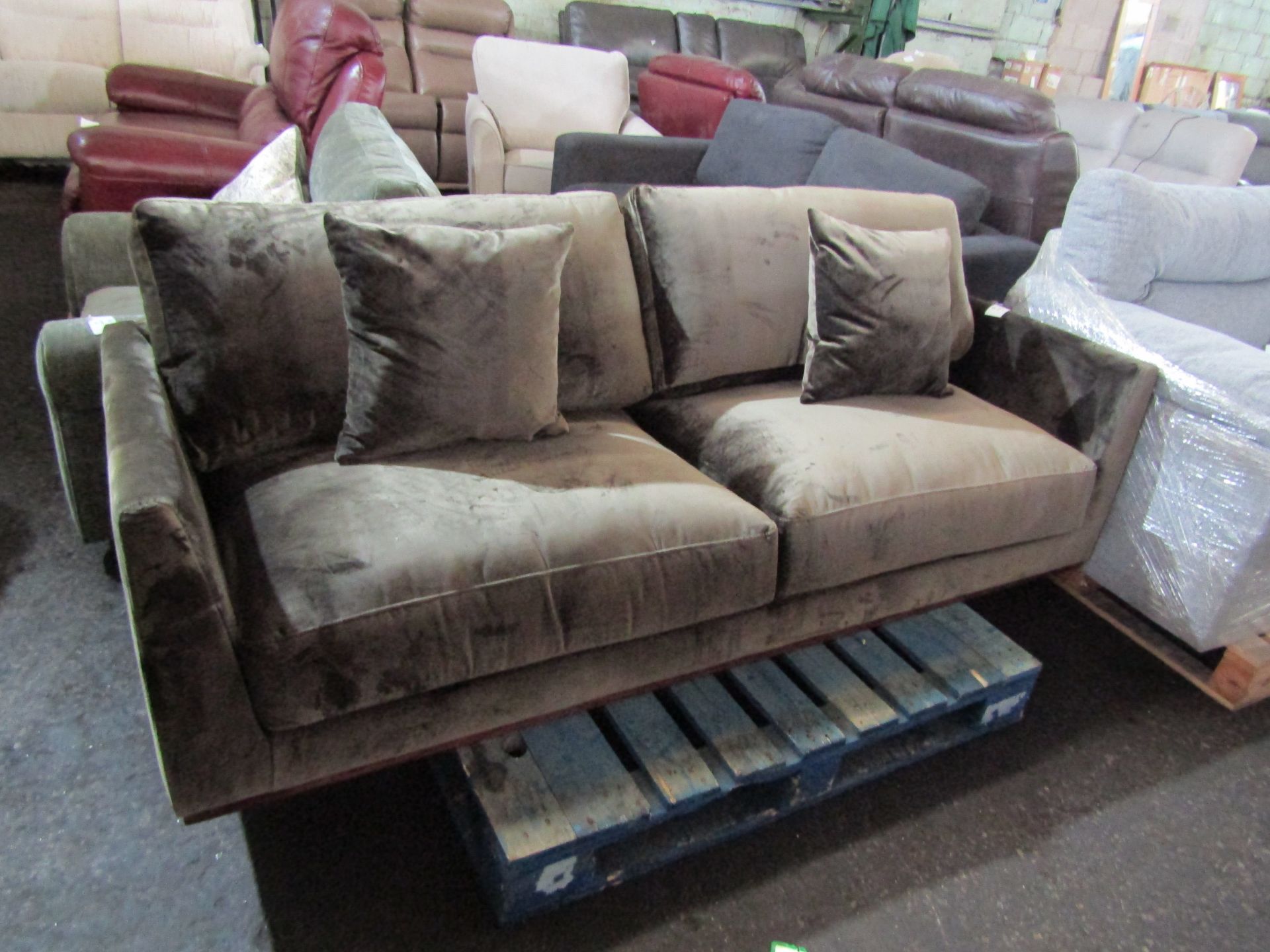 Swoon Norfolk Three-Seater Sofa in Spruce Crushed Velvet RRP 1849.00