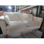 Oak Furnitureland Jensen Beige 3 Seater Sofa with Coral Accent Cushions RRP 899.99