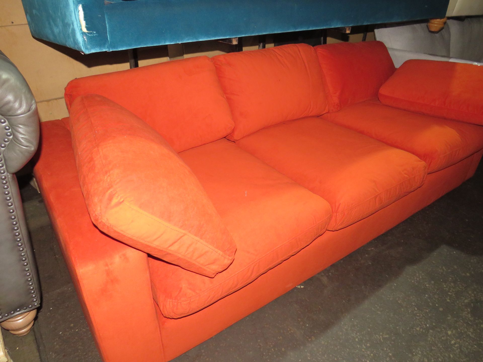 Swoon Editions Seattle Three Seater Sofa in Burnt Orange Easy Velvet RRP £1949