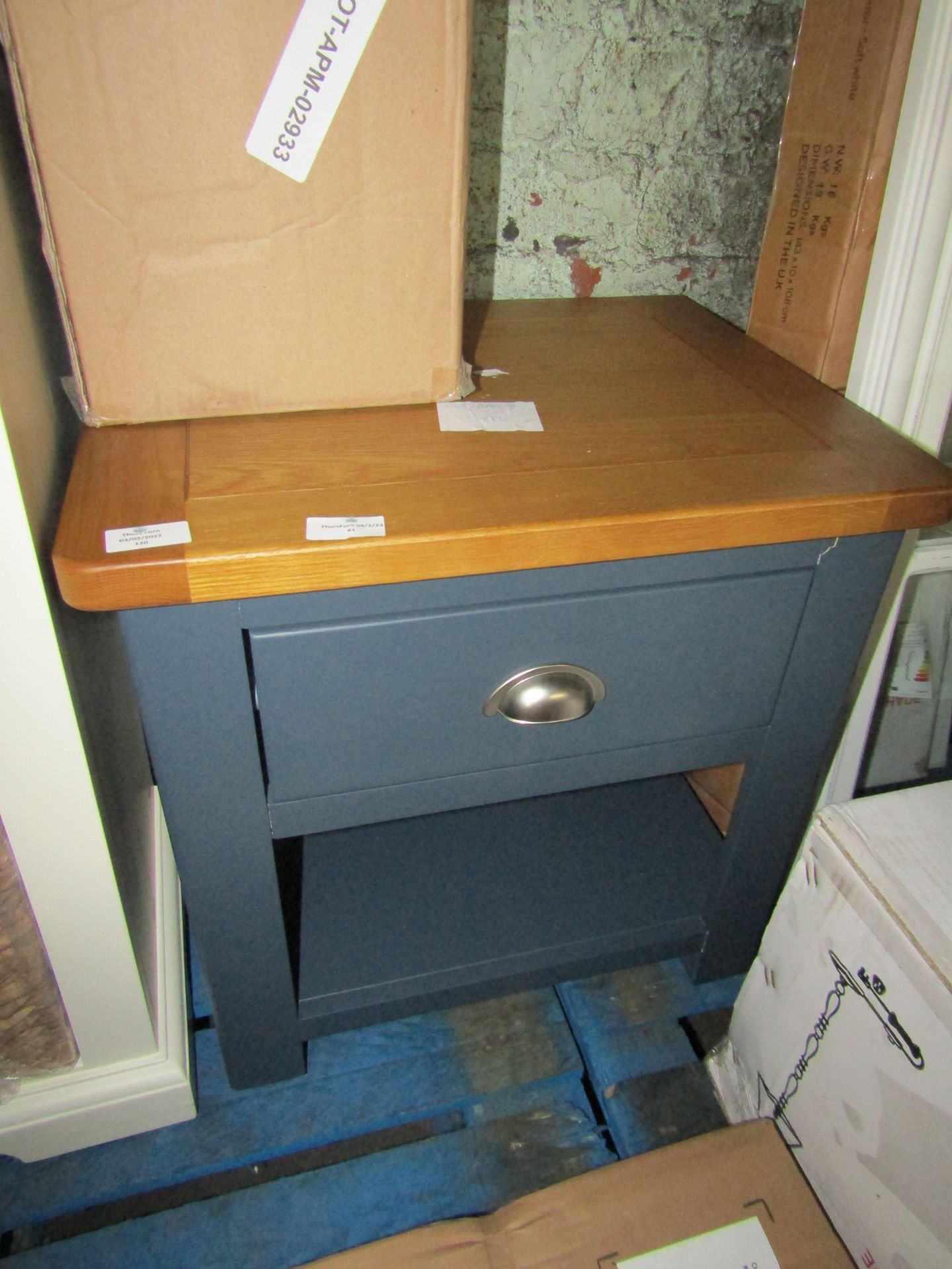Cotswold Company Westcote Inky Blue 1 Drawer Lamp Table RRP £139.00