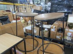 Swoon Dresden Kitchen Stools set of Two Sandblasted Grey Mango Wood and Black Steel RRP 219.00