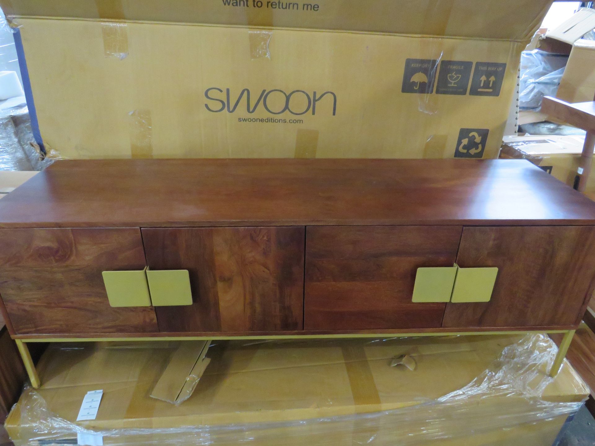 Swoon Banner Four Door Sideboard in Mango Wood and Brass RRP £649.00