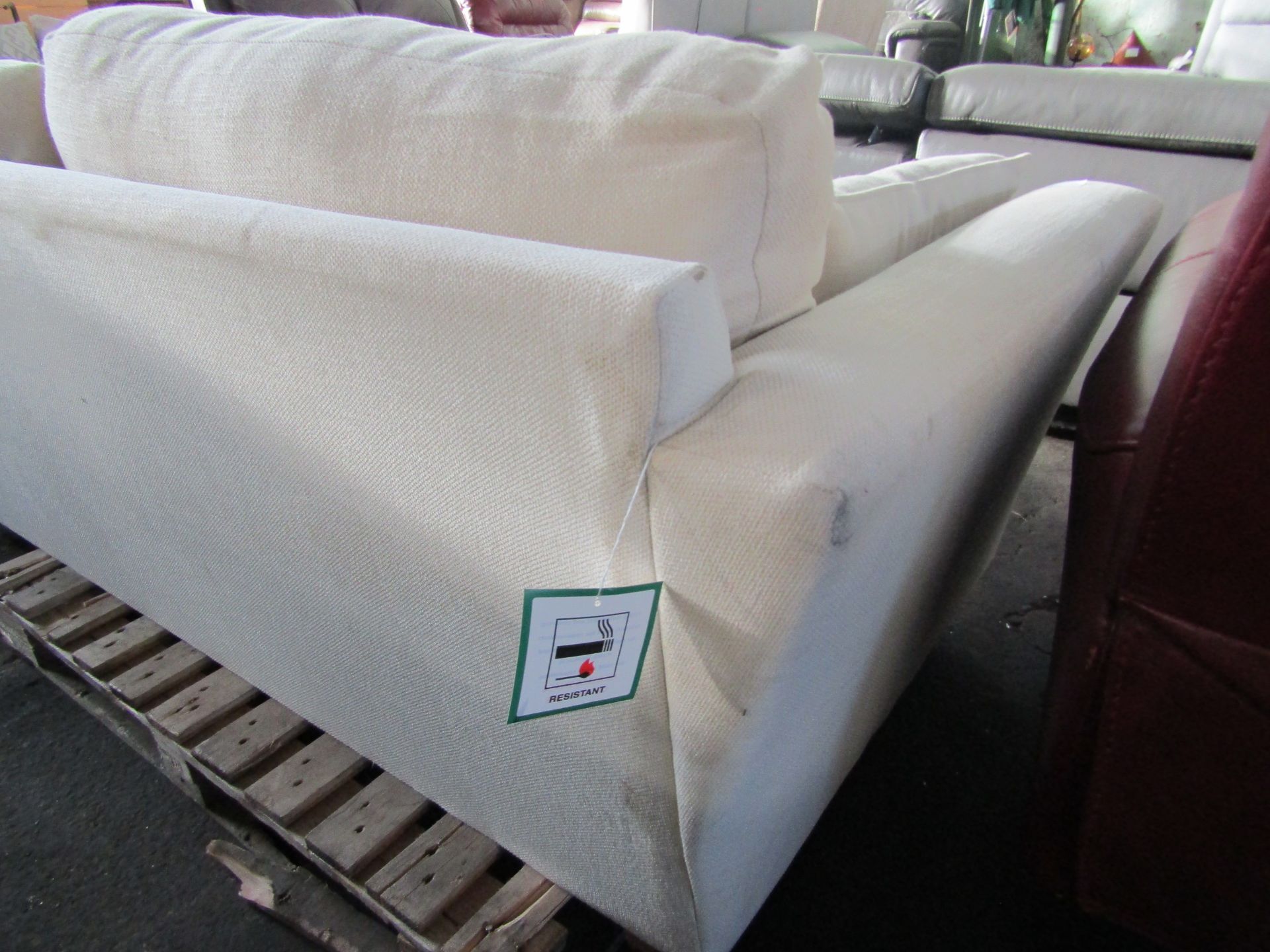 Oak Furnitureland Jensen Beige 3 Seater Sofa with Coral Accent Cushions RRP ?899.99 SKU OAK-APM- - Image 3 of 3