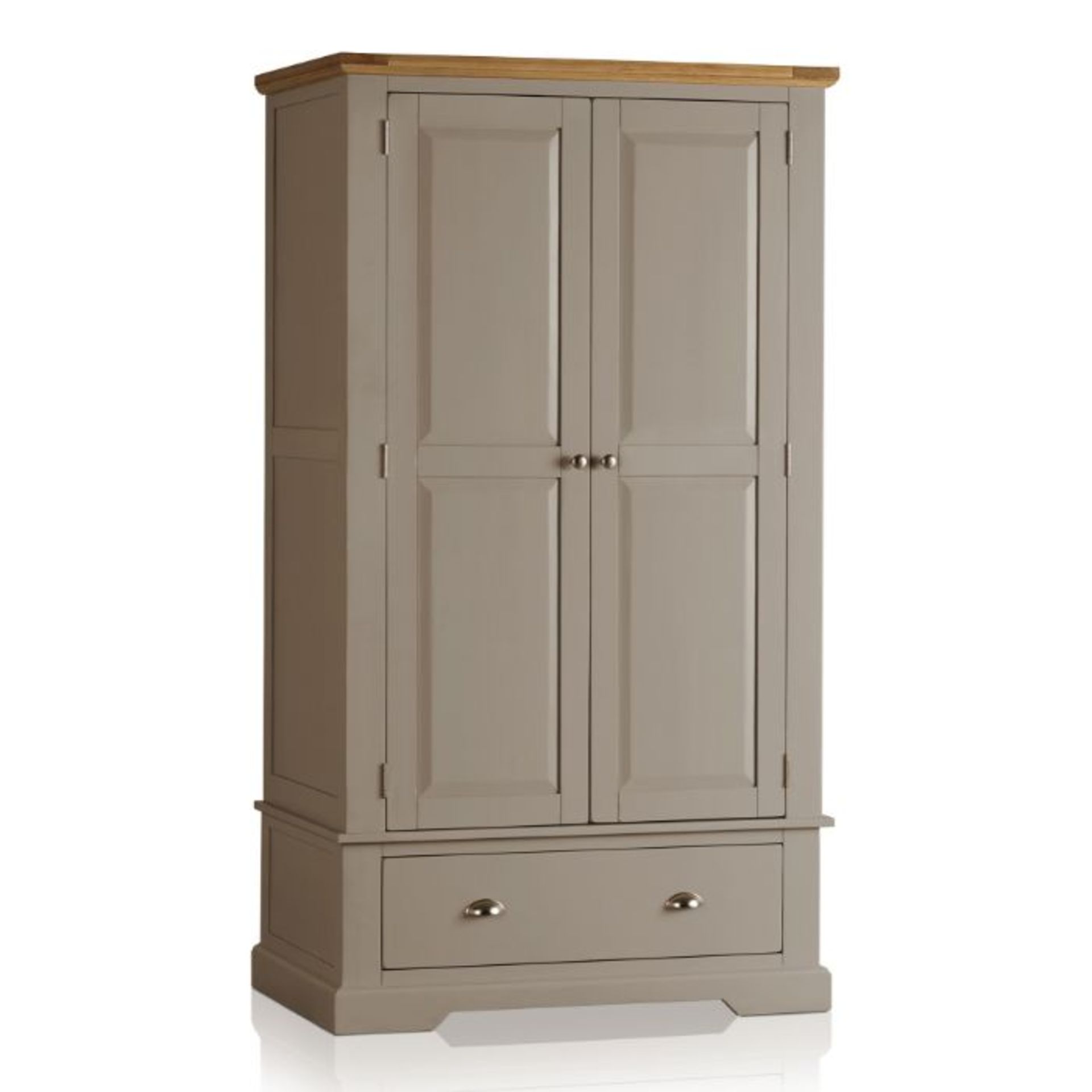 Oak Furnitureland St Ives Natural Oak And Light Grey Painted Double Wardrobe RRP 694.99 Grade BC