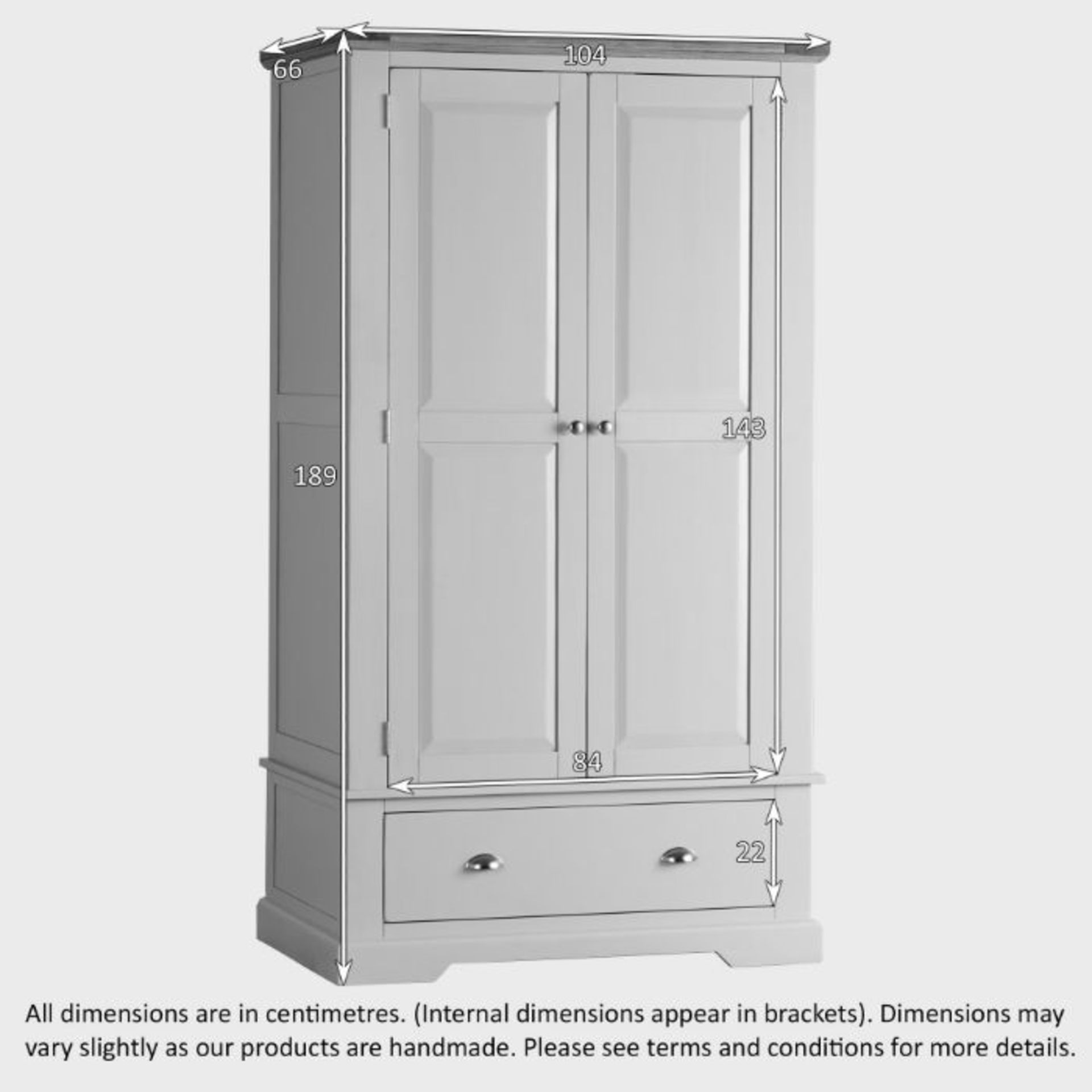 Oak Furnitureland St Ives Natural Oak And Light Grey Painted Double Wardrobe RRP 694.99 Grade BC - Image 7 of 7